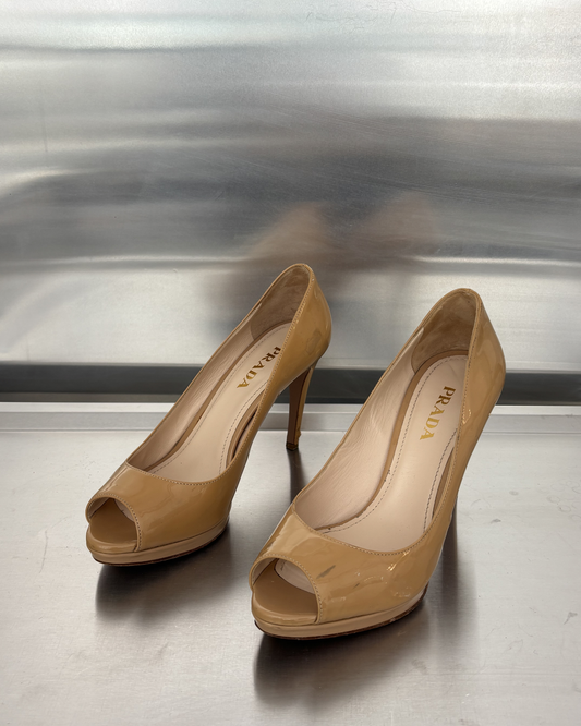 Tan Patent Prada Heels