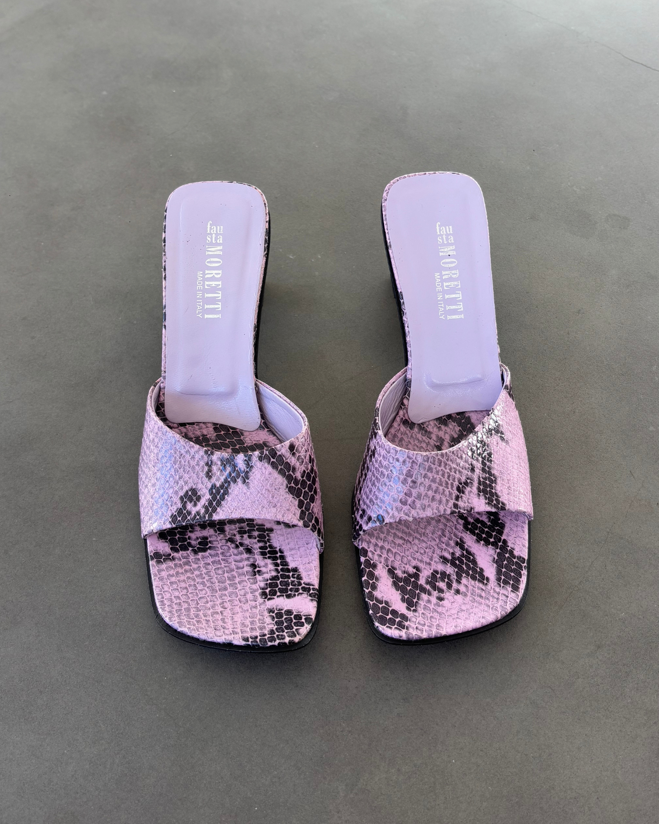 Vintage Python Print Purple Mules