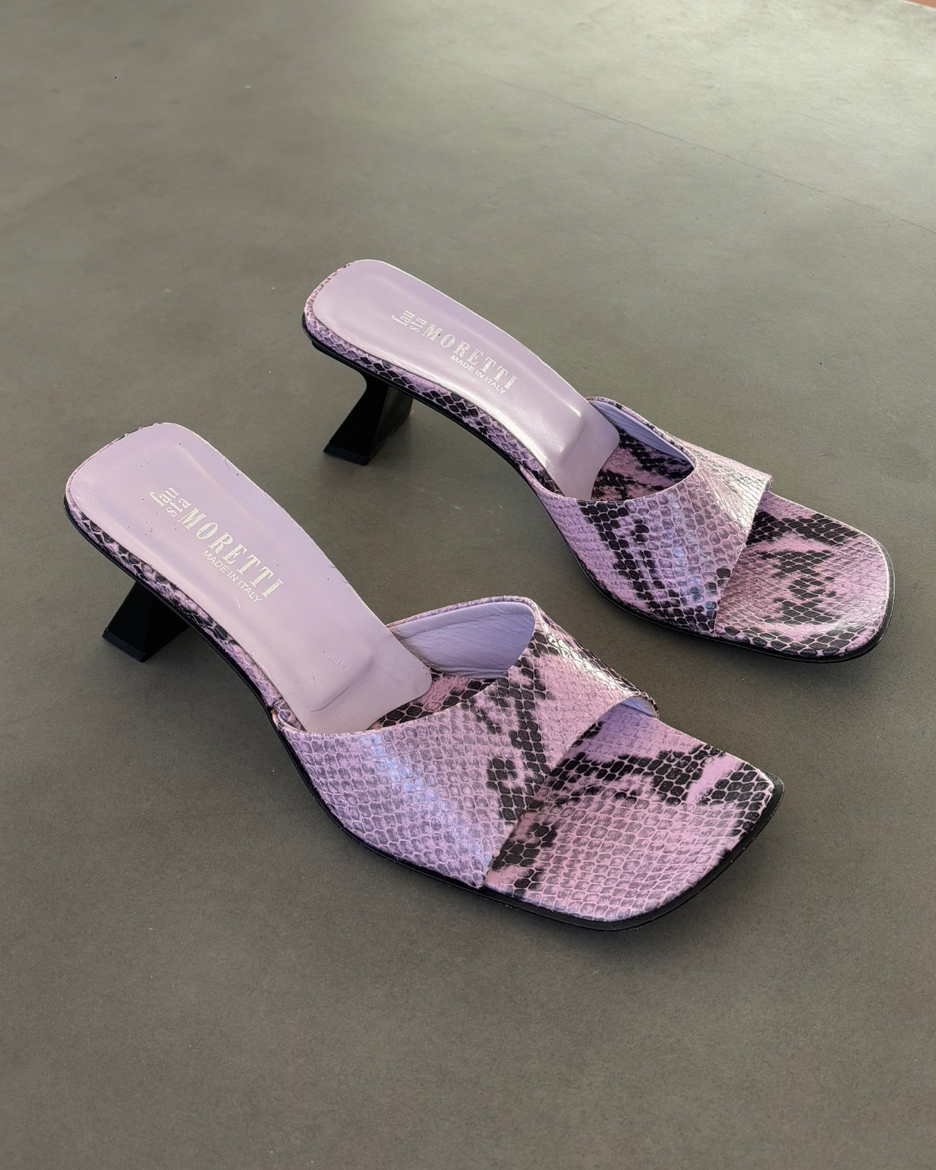 Vintage Python Print Purple Mules