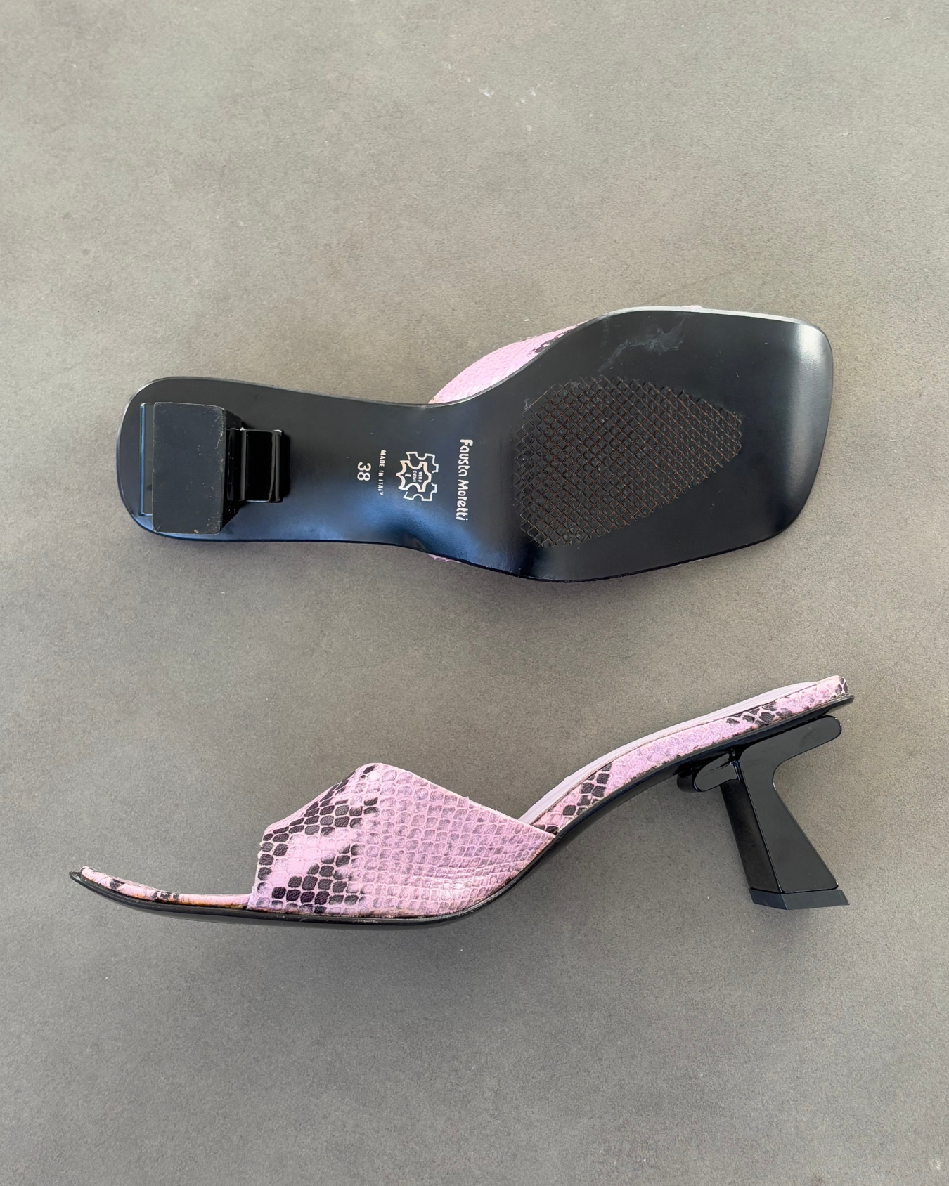 Vintage Python Print Purple Mules