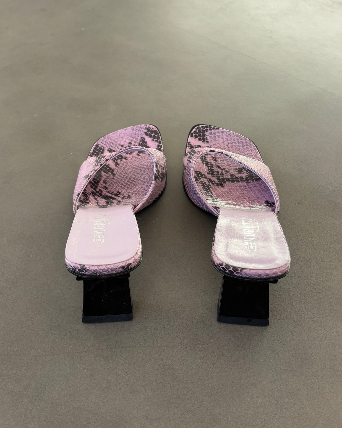 Vintage Python Print Purple Mules