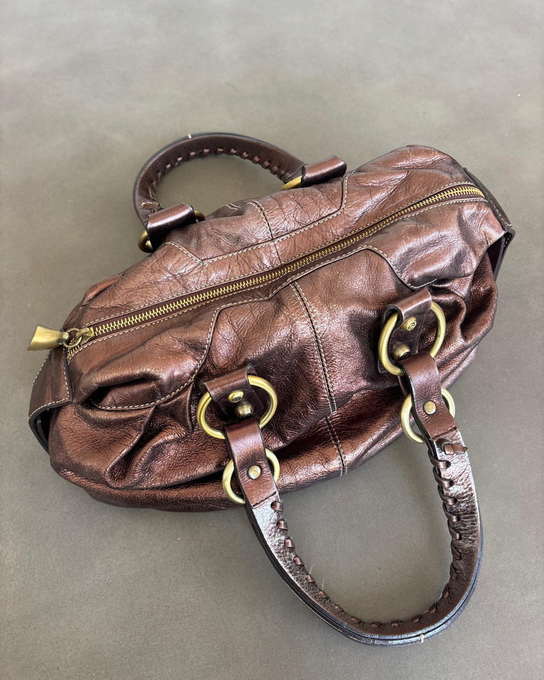 Francesco Biasia Brown Metallic Bag