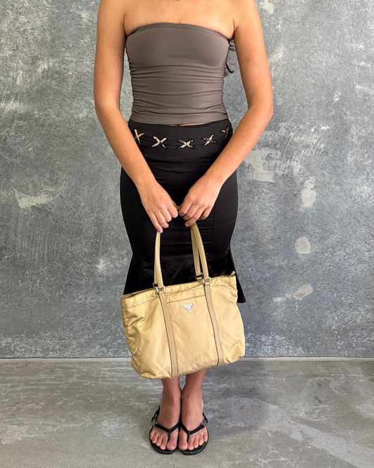 Prada Tan Nylon Tote Bag