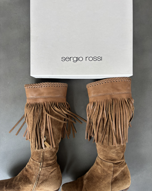 Sergio Rossi Suede Fringe Boots