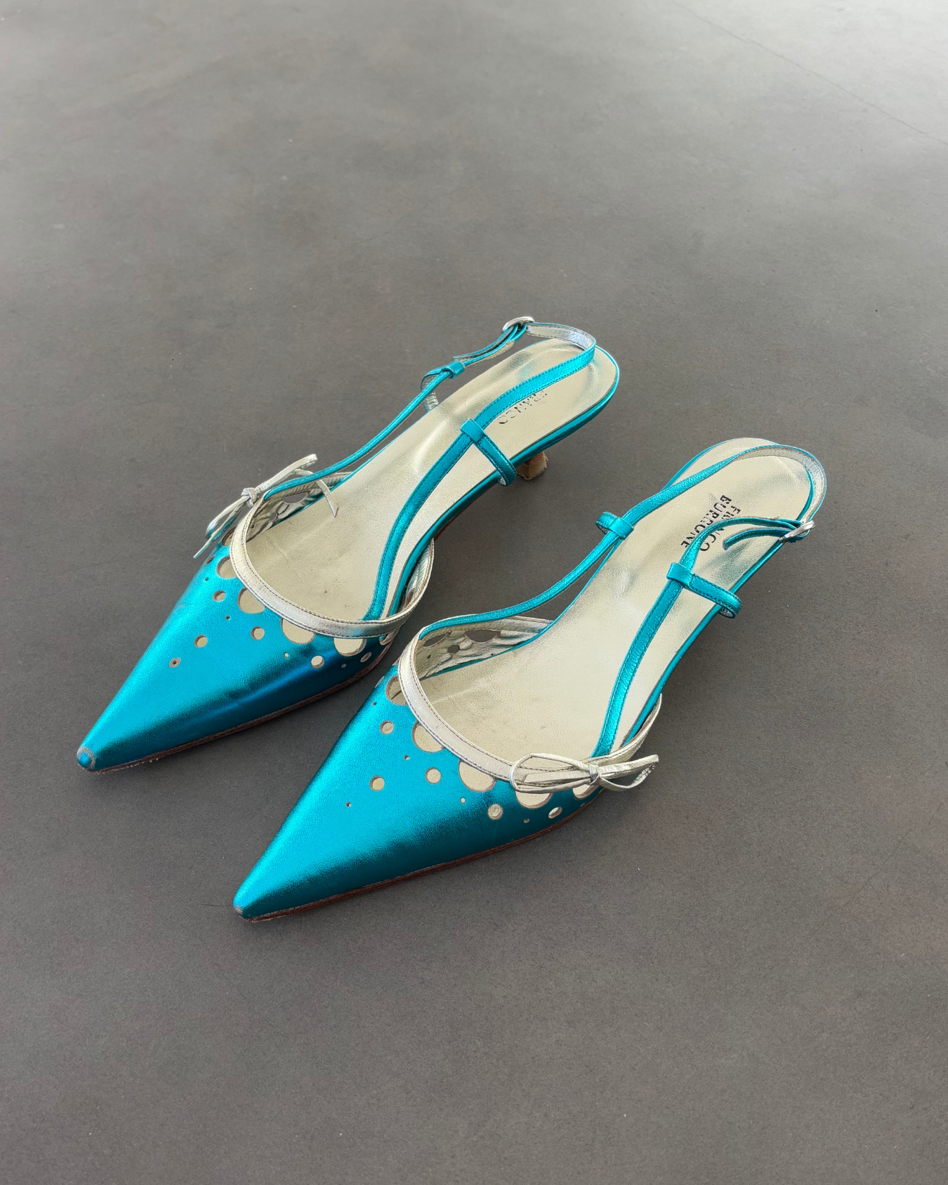 Franco Burrone Blue Metallic Heels