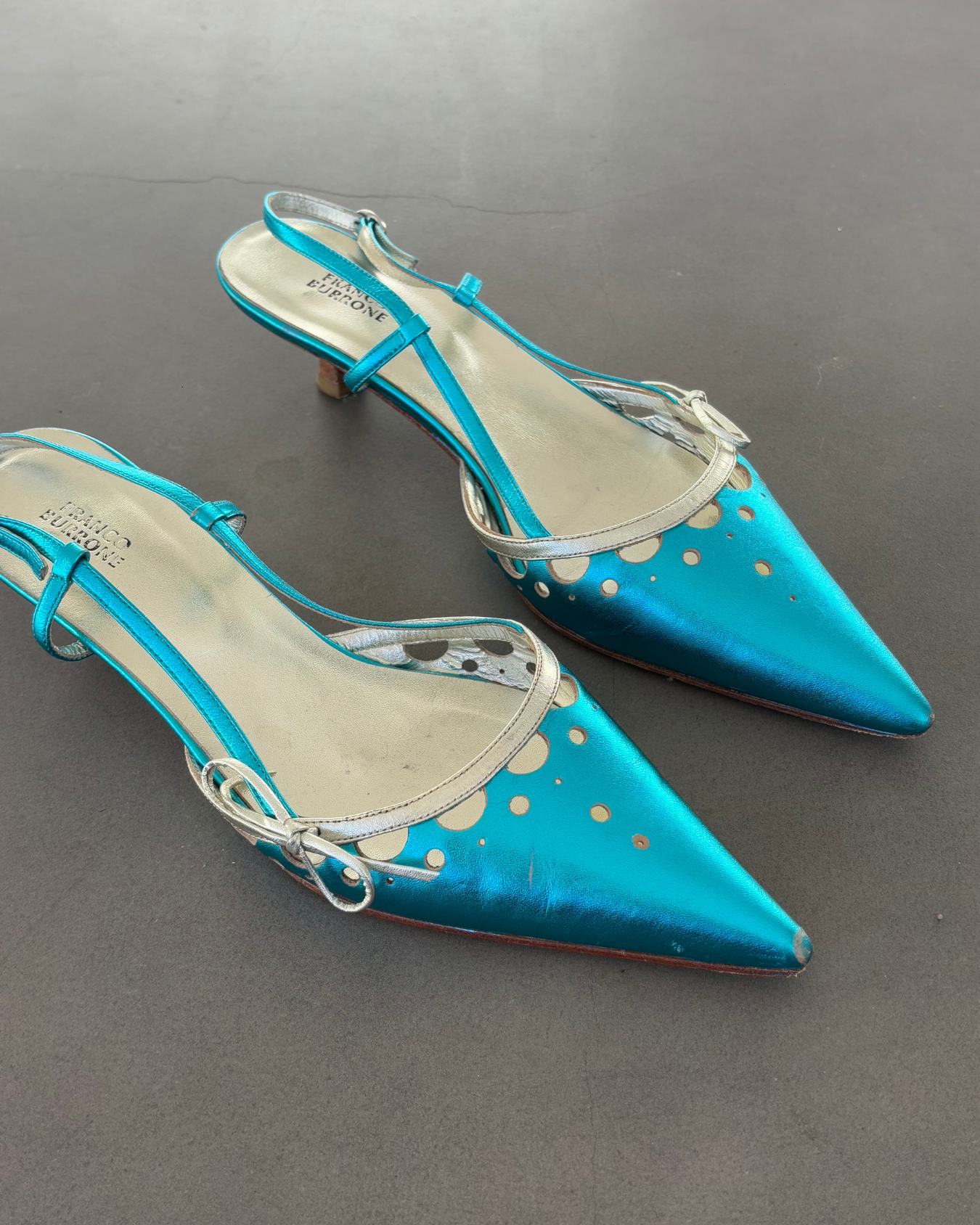 Franco Burrone Blue Metallic Heels