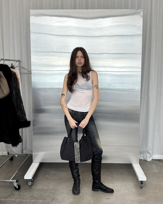 TRES Studded Black Puffer Bag