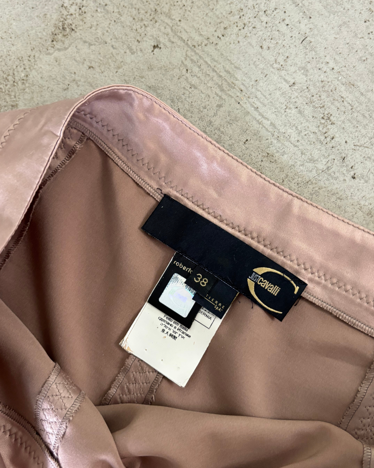 Cavalli Blush Silk Pleated Skirt