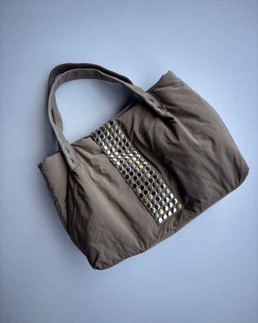 Tres Tan Studded Puffer Bag