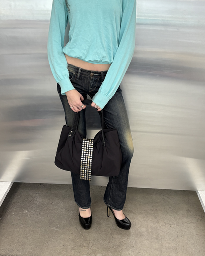 TRES Studded Black Puffer Bag