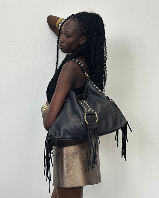 Vintage Fringe Black Bag