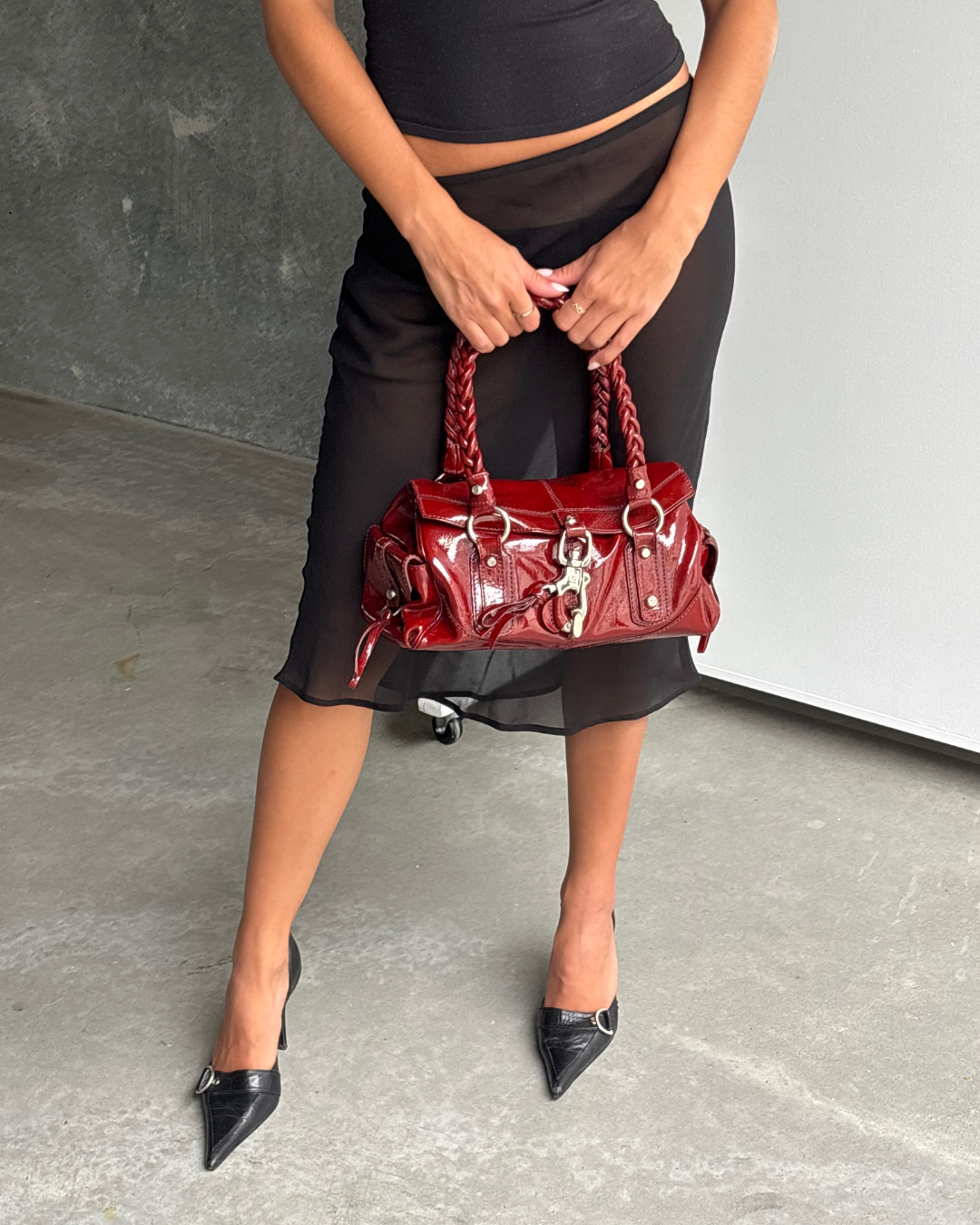 Red Patent Francesco Biasia Lock Bag