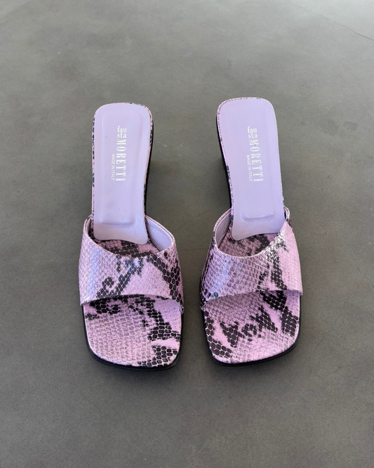 Vintage Python Print Purple Mules