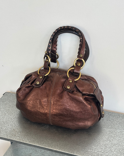 Francesco Biasia Brown Metallic Bag