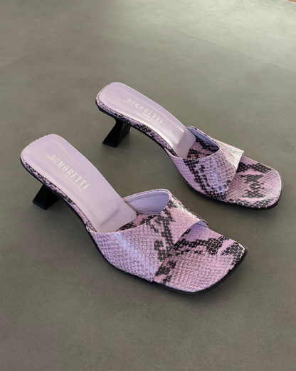 Vintage Python Print Purple Mules