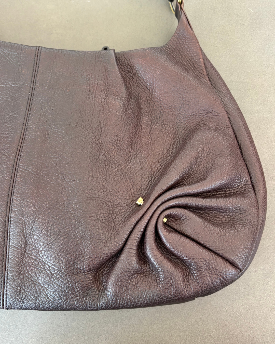 Brown Leather Horn Bag