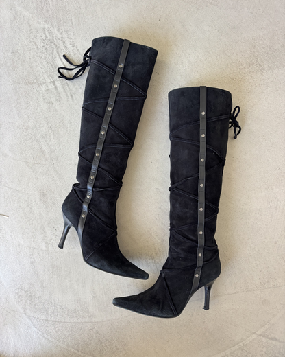 Black Suede Leather Boots