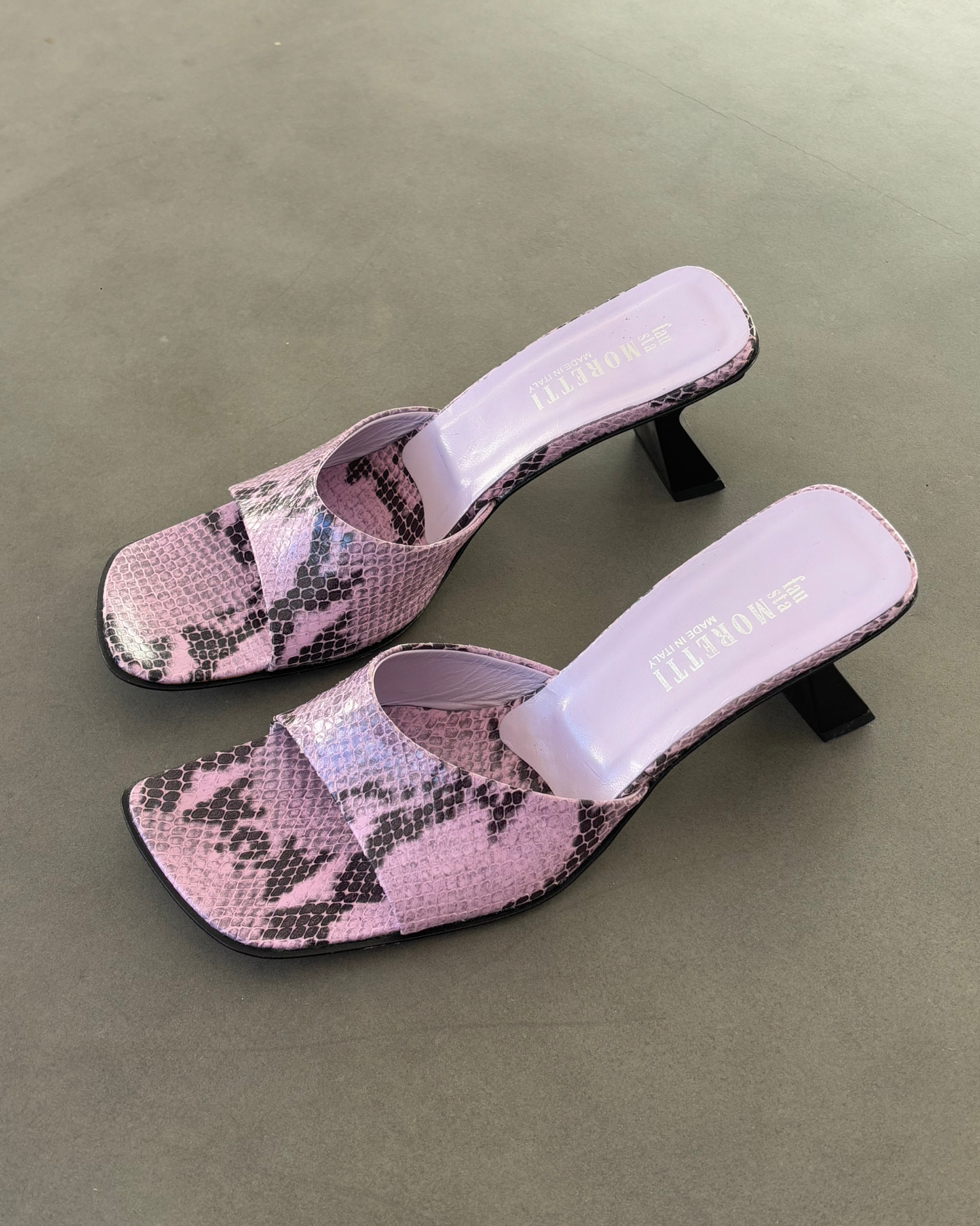 Vintage Python Print Purple Mules