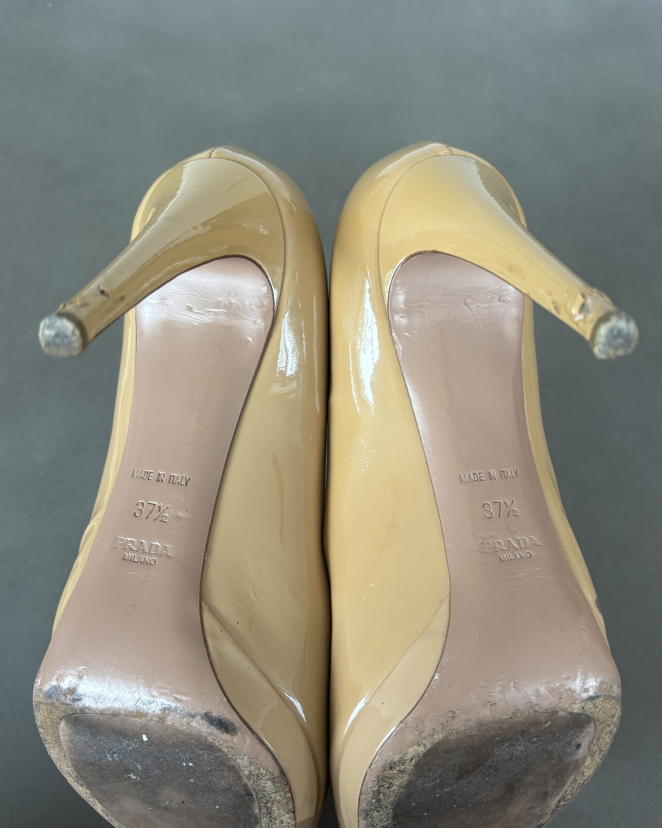 Tan Patent Prada Heels