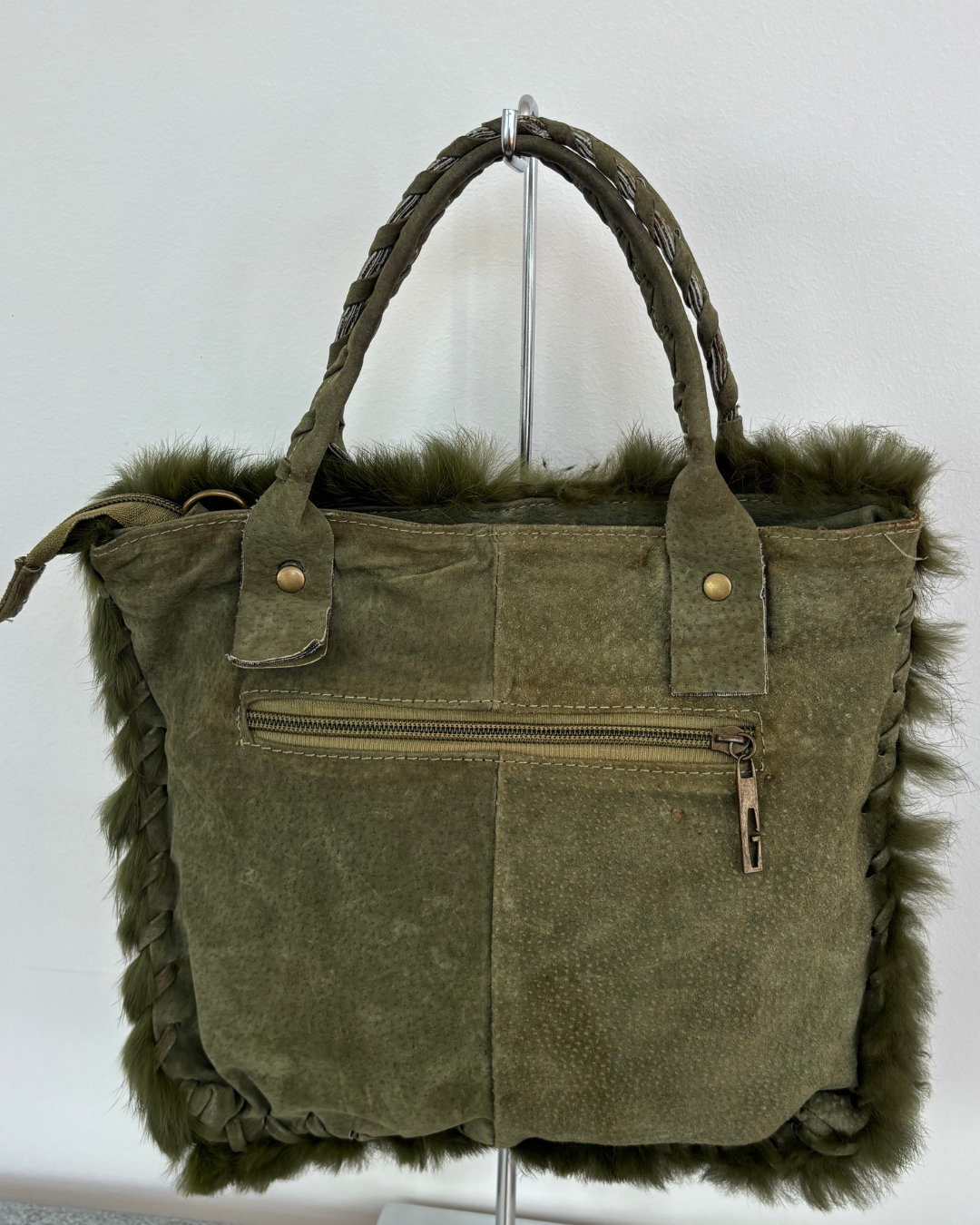 Green Fur Tassel Bag