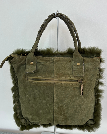 Green Fur Tassel Bag
