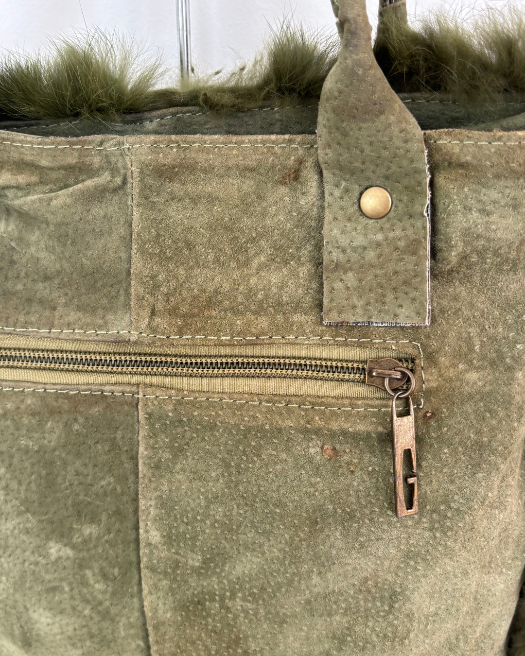 Green Fur Tassel Bag