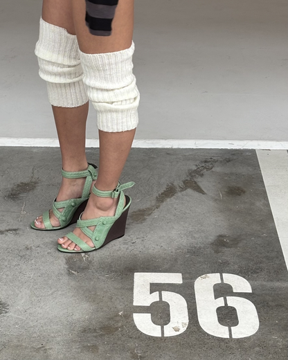 Balenciaga Green Leather Wedges EU 38.5