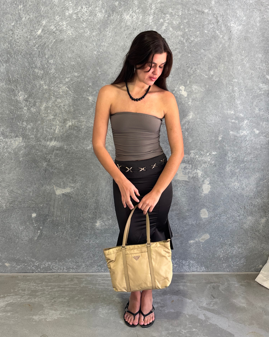 Prada Tan Nylon Tote Bag