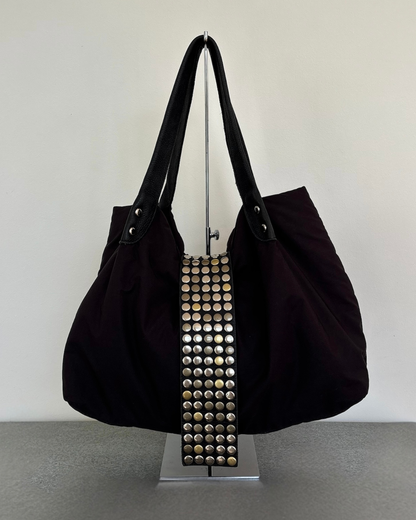 TRES Studded Black Puffer Bag