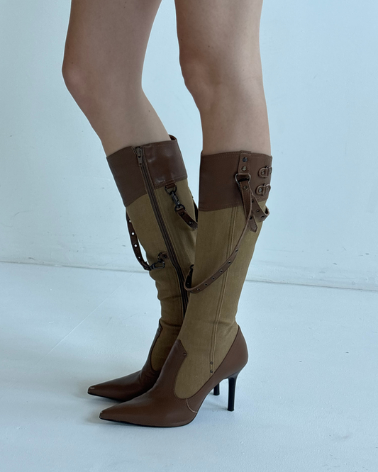 Vintage Knee High Strap Boots