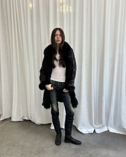 Vintage Nylon & Real Fur Coat