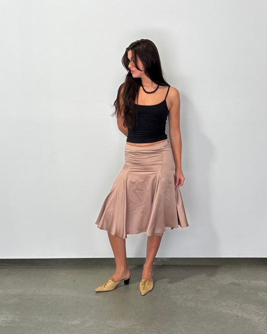 Cavalli Blush Silk Pleated Skirt