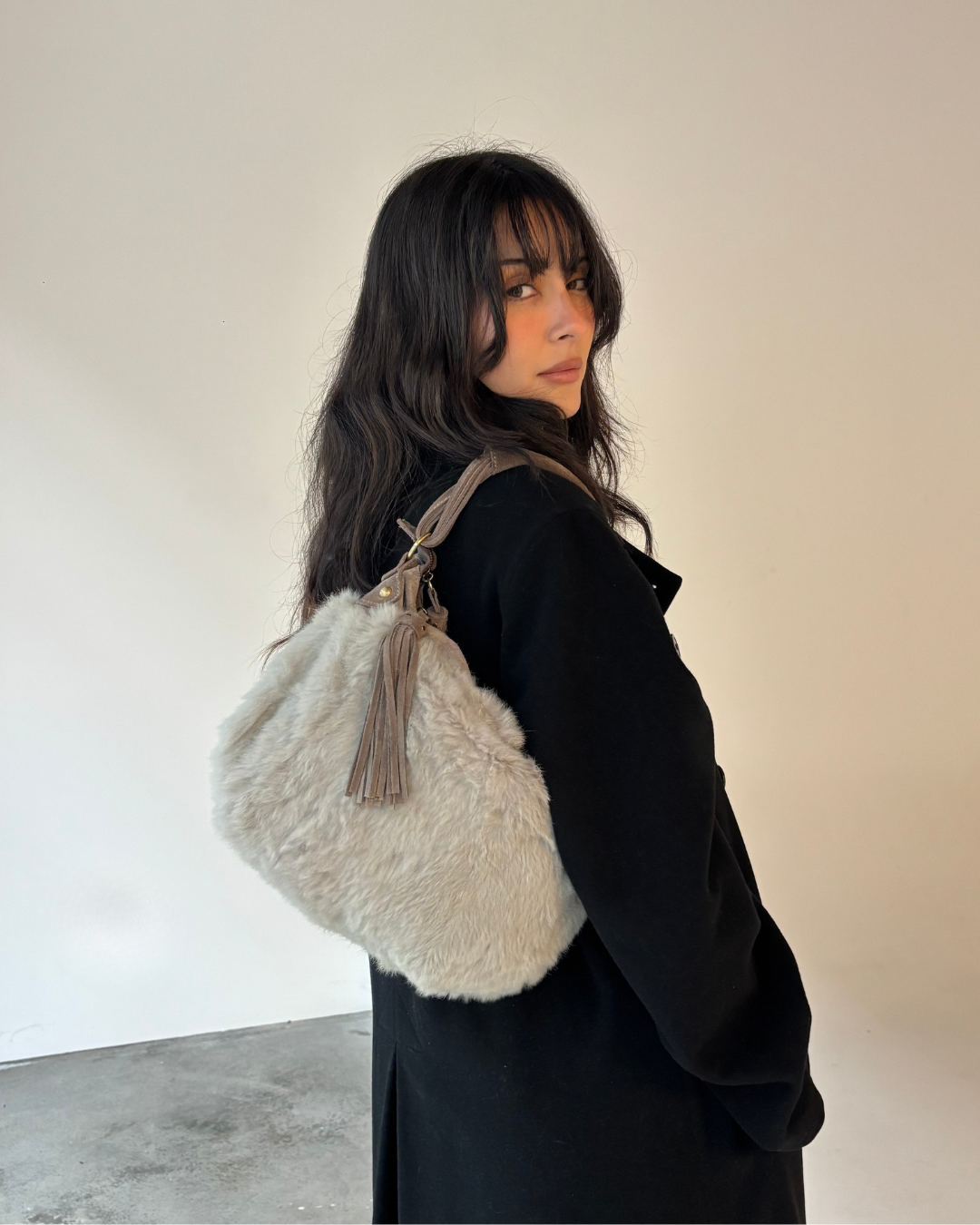 Fur Mini Bag With Fringe