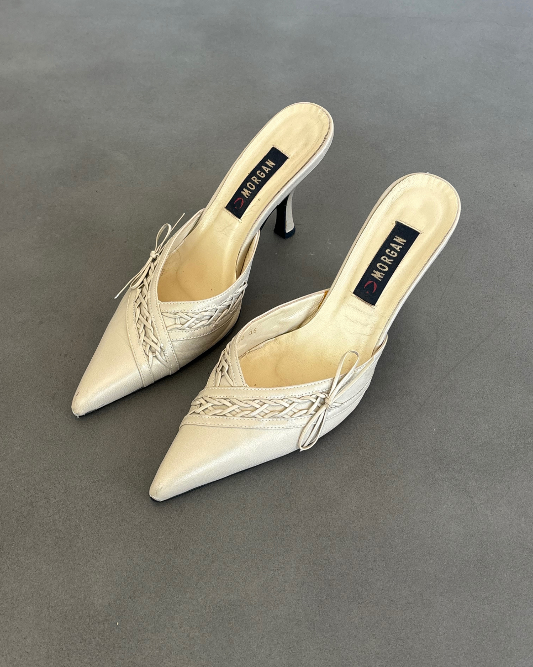 Morgan Cream Leather Kitten Heels