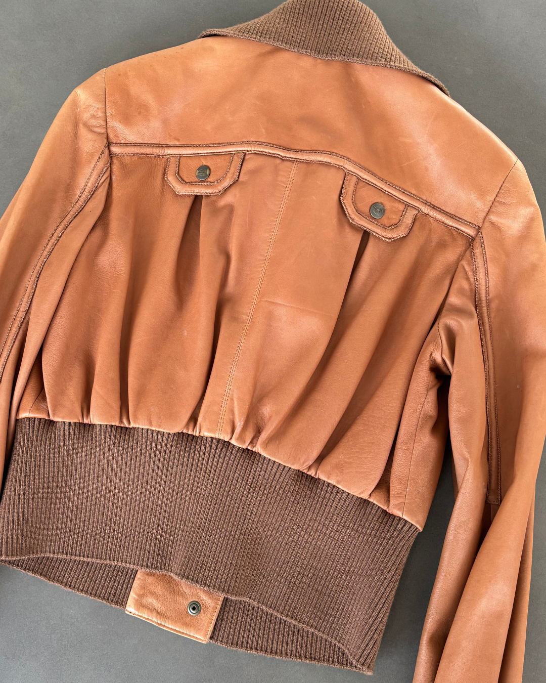 Just Cavalli Brown Leather Bomber Jacket