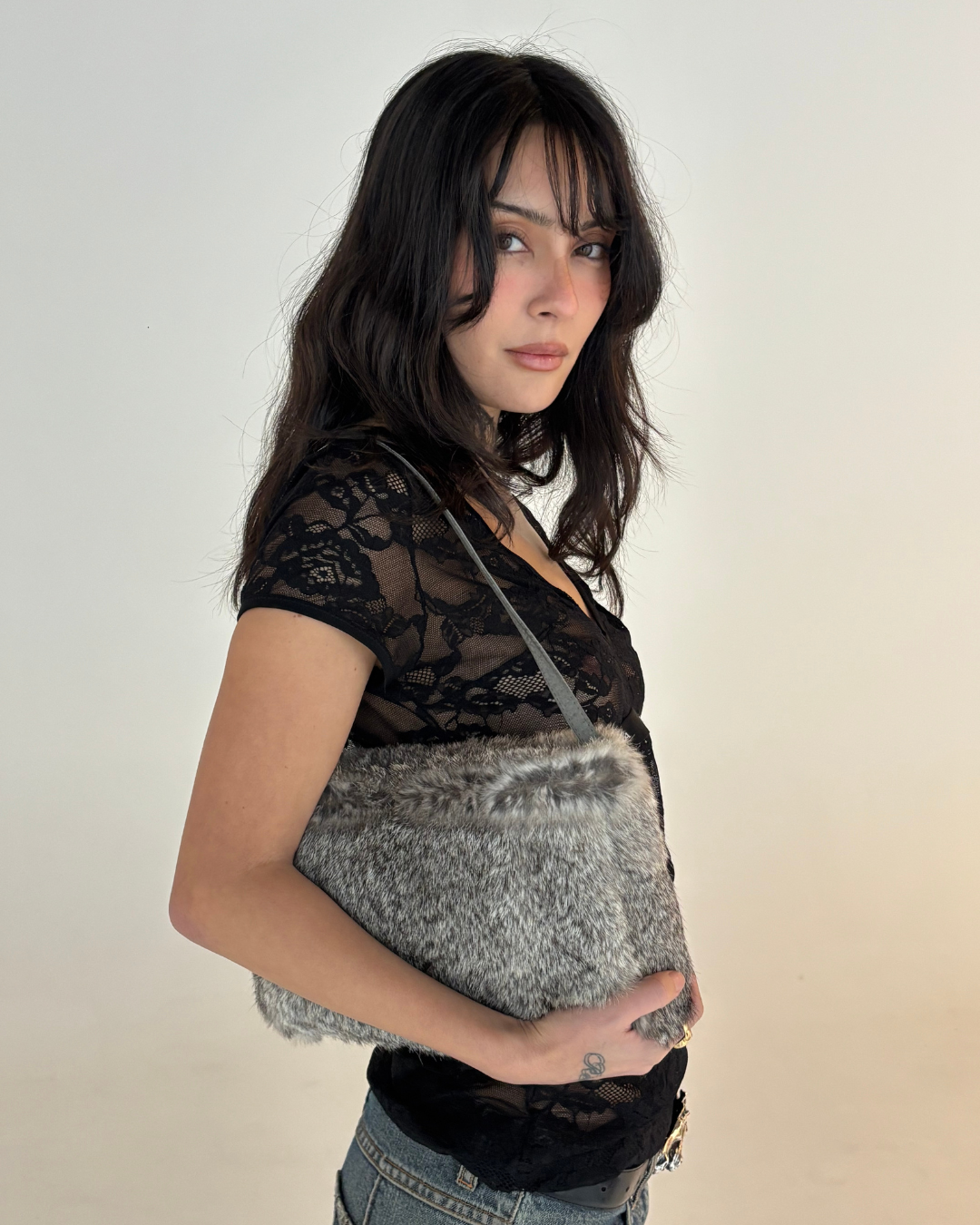 Real Fur Grey Mini Bag