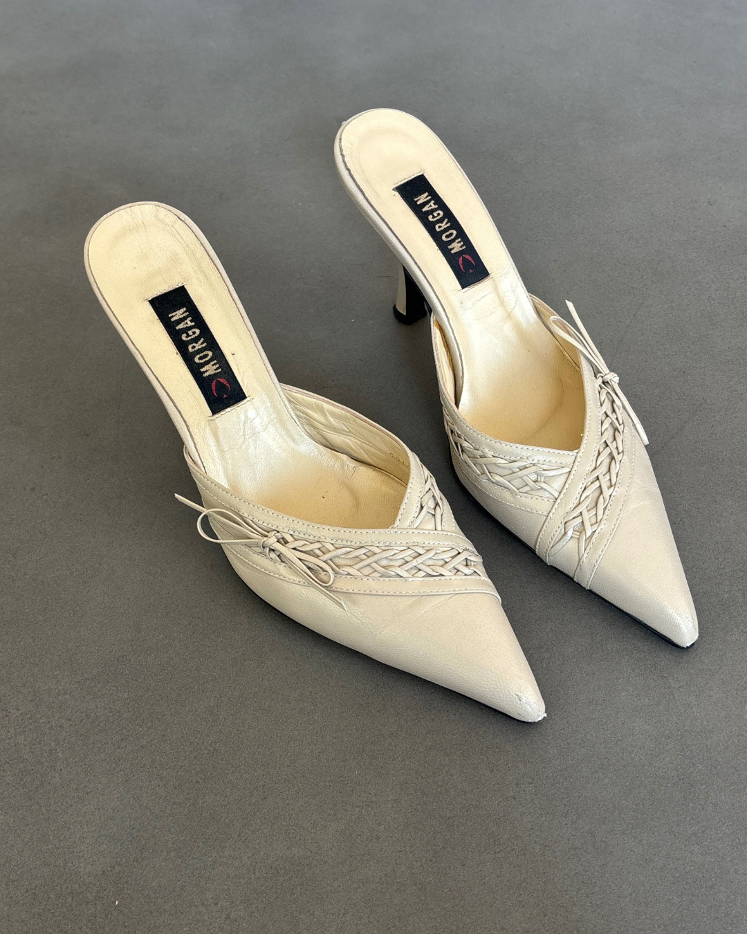 Morgan Cream Leather Kitten Heels