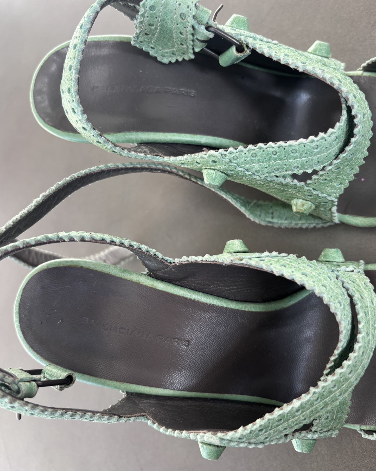 Balenciaga Green Leather Wedges EU 38.5