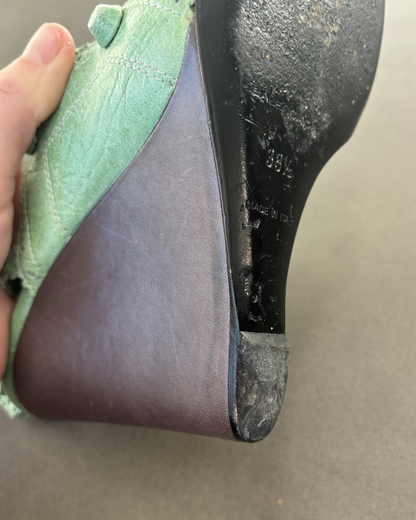 Balenciaga Green Leather Wedges EU 38.5