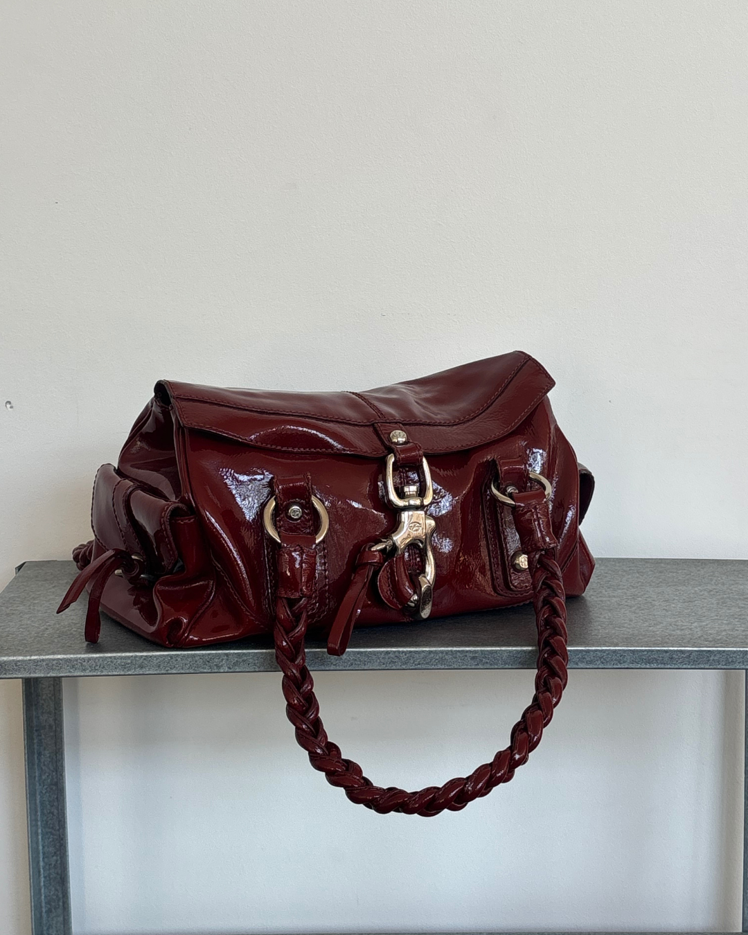 Red Patent Francesco Biasia Lock Bag