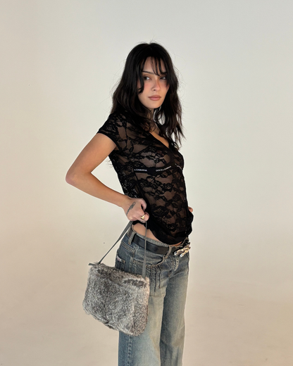 Real Fur Grey Mini Bag