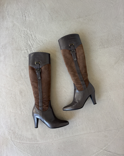 Brown Suede & Leather Boots