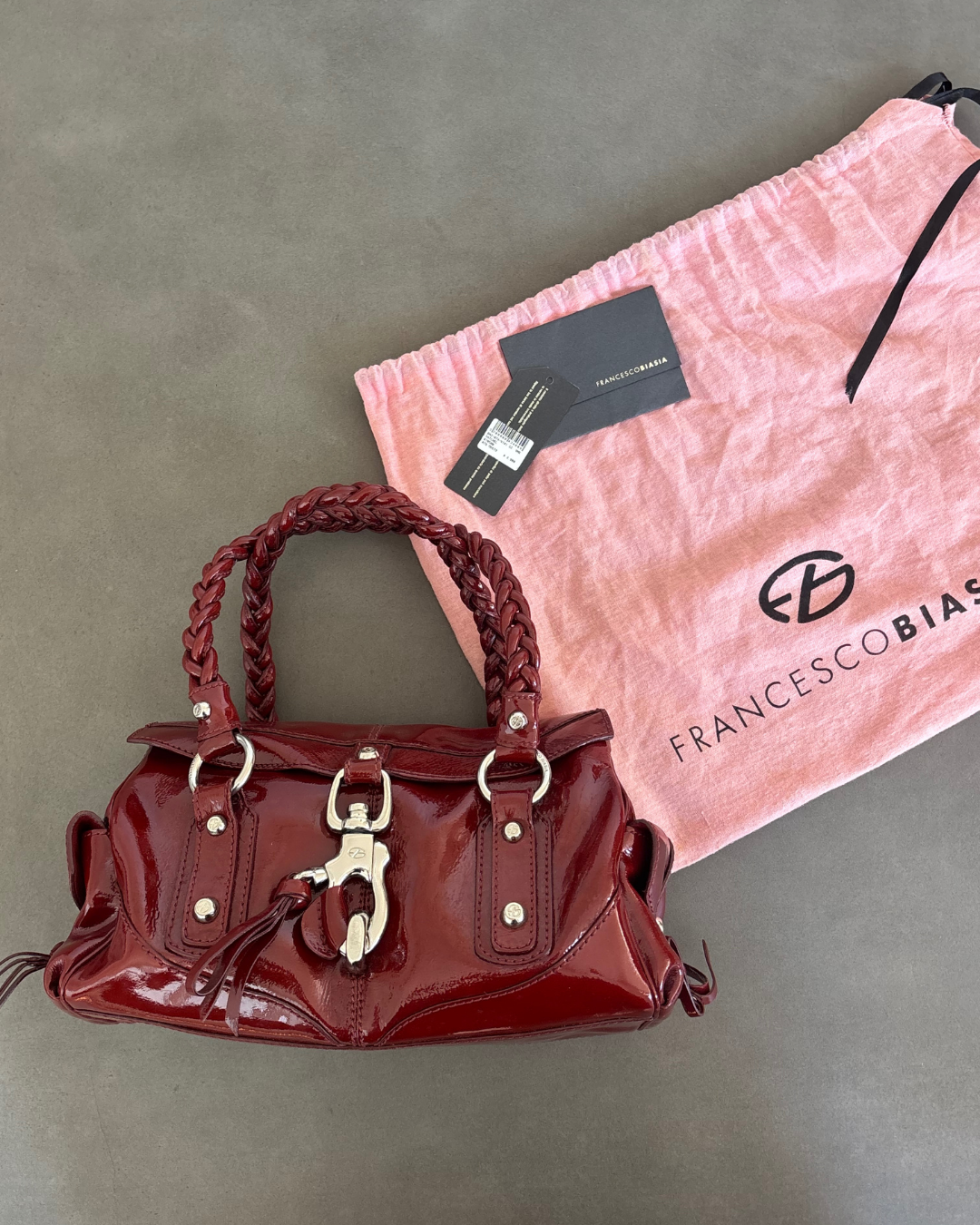 Red Patent Francesco Biasia Lock Bag