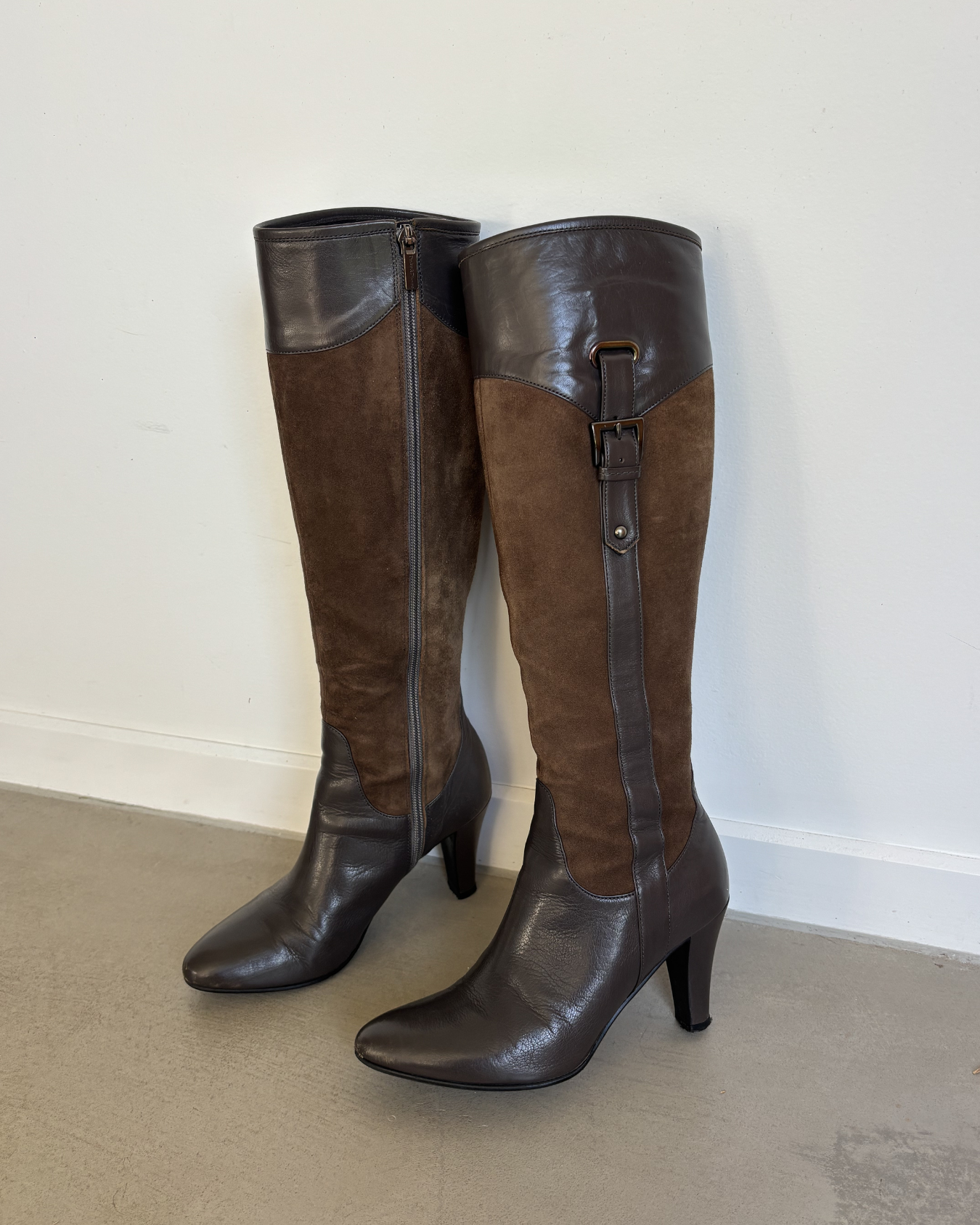 Brown Suede & Leather Boots