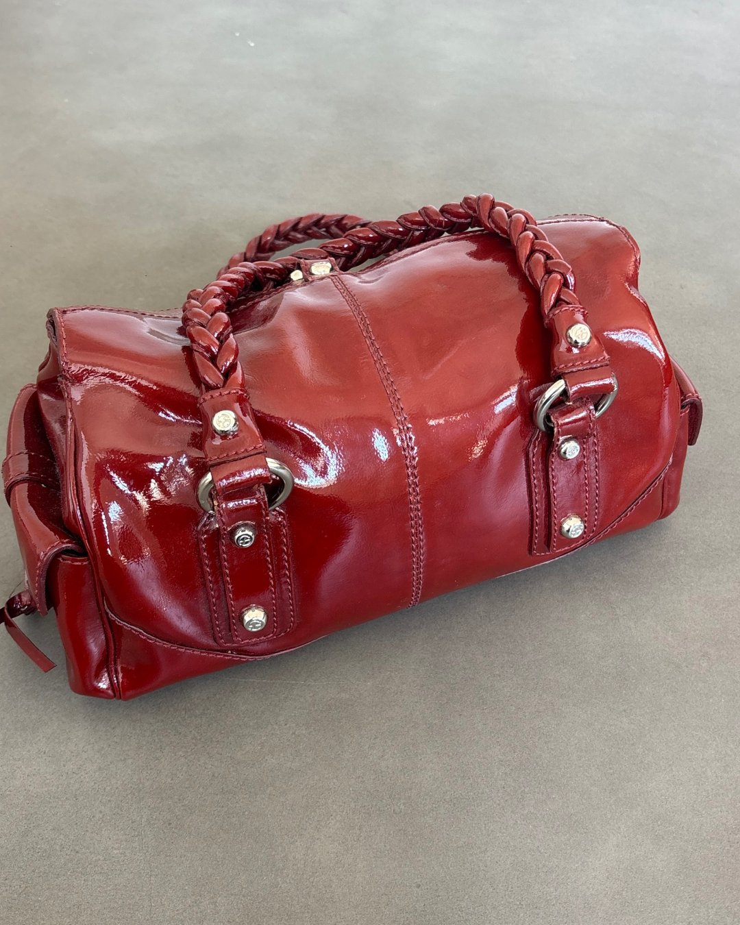 Red Patent Francesco Biasia Lock Bag