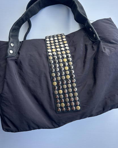 TRES Studded Black Puffer Bag