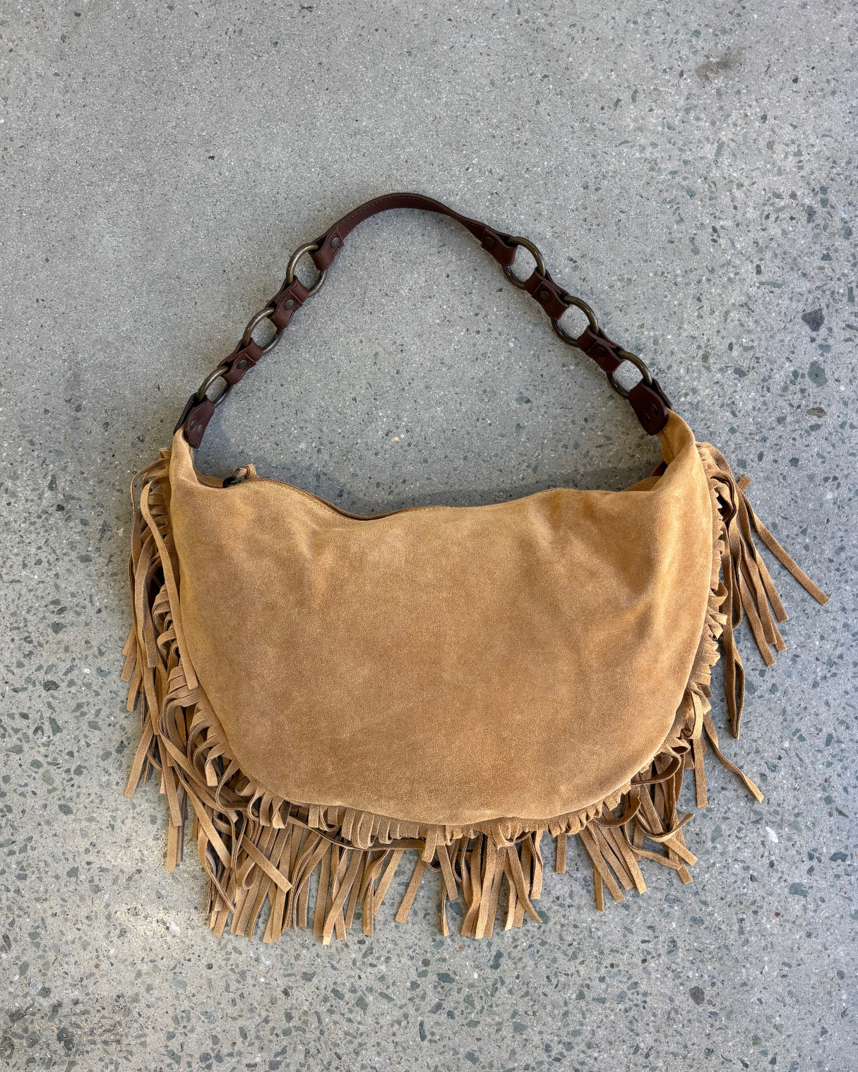 Brown Suede Fringe Bag