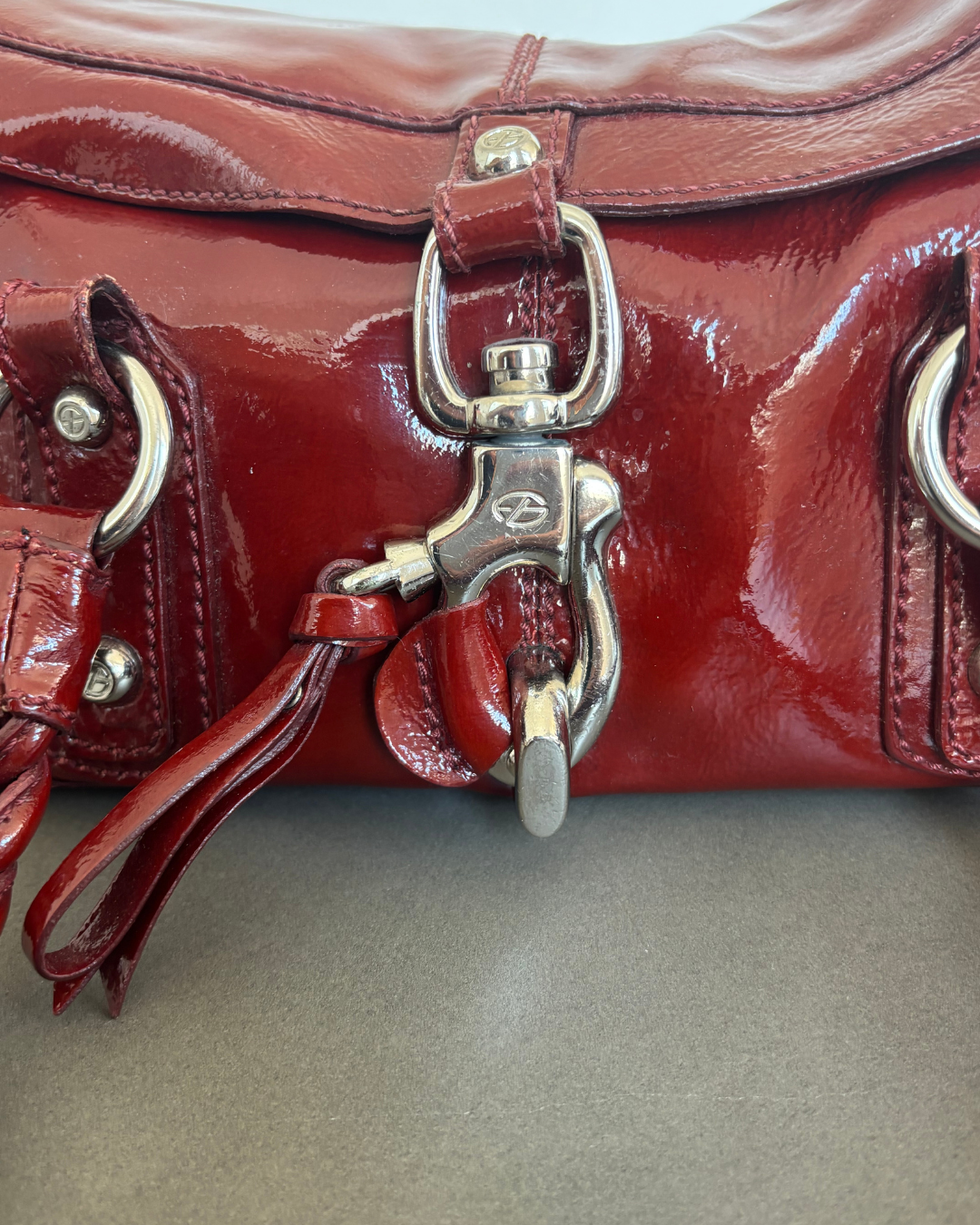 Red Patent Francesco Biasia Lock Bag