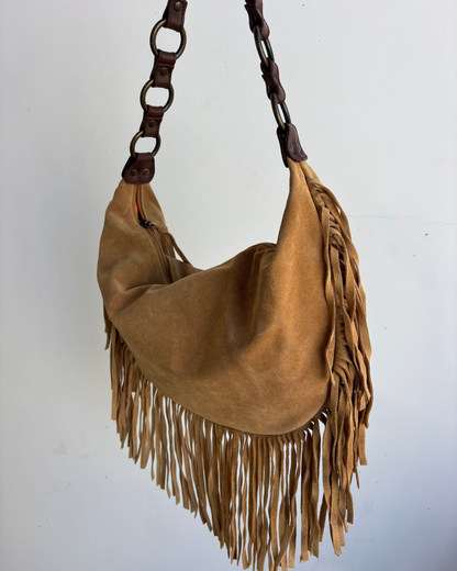 Brown Suede Fringe Bag