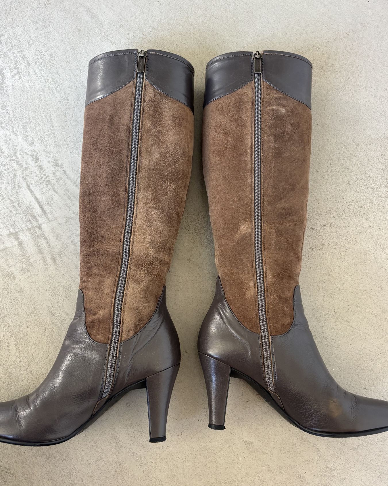 Brown Suede & Leather Boots